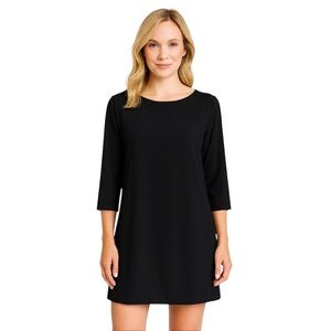 Tildon Black Long Sleeve Scoop Neck Tunic Sheath Mini Dress Large NWOT